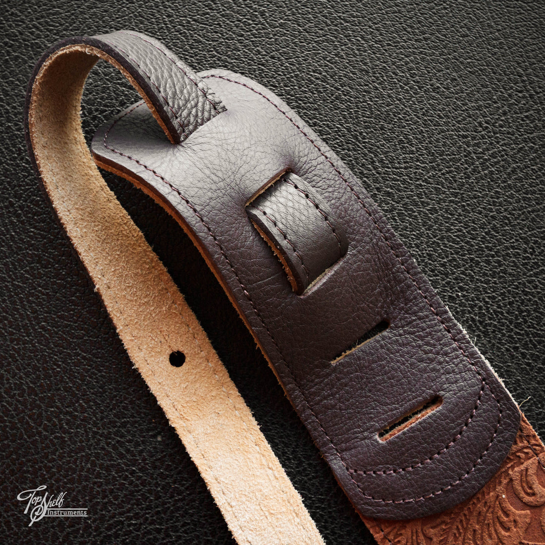 Franklin Embossed 2.5" Caramel Suede with Pebbled Chocolate Glove Leather End