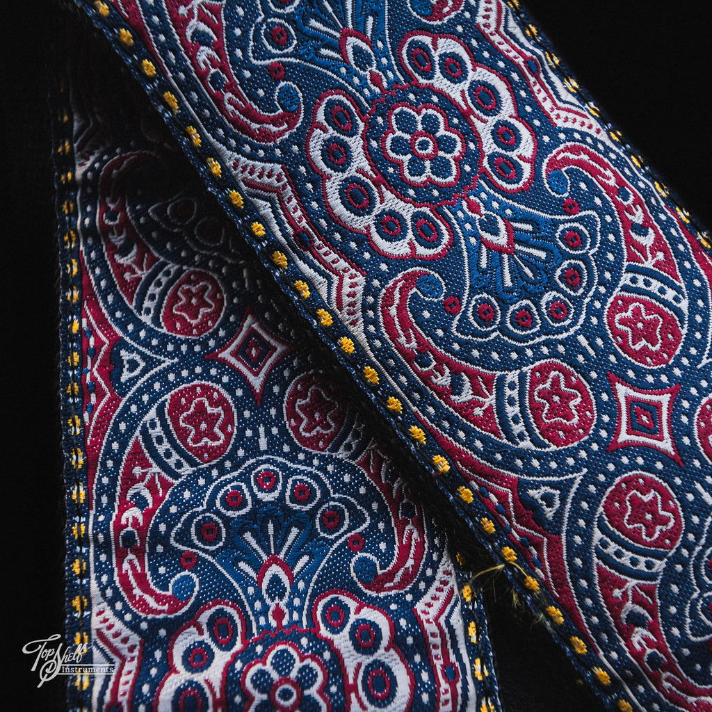 HipStrap Vintage Style Jacquard Embroidered Guitar Strap - Kashmir Midnight