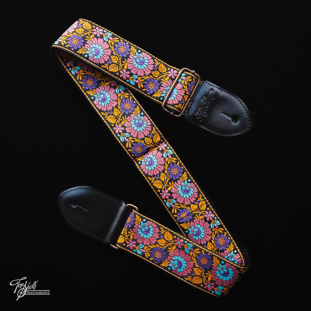 HipStrap Vintage Style Jacquard Embroidered Guitar Strap - Summer of Love