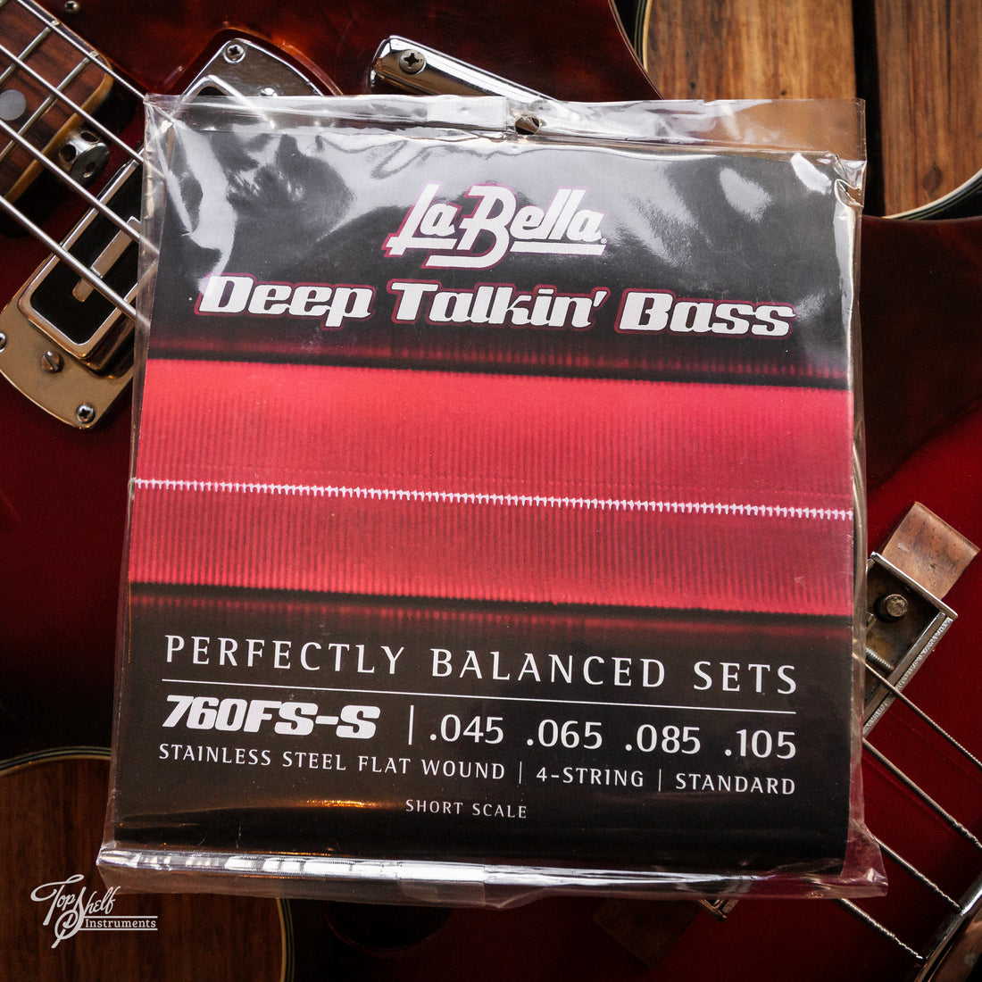 La Bella 760FS-S Deep Talkin' Stainless Steel Flat Wound Short Scale Bass Strings 45-105