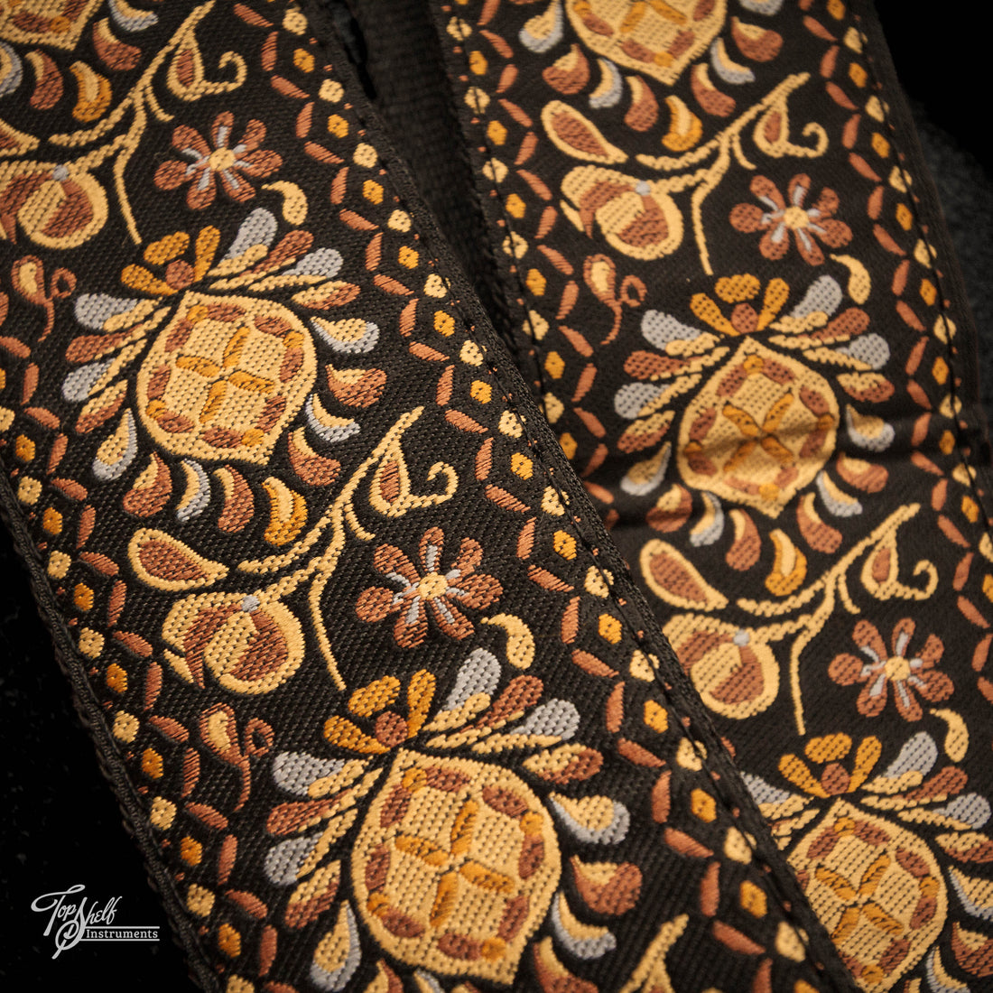 HipStrap Vintage Style Jacquard Embroidered Guitar Strap - Gold Haze