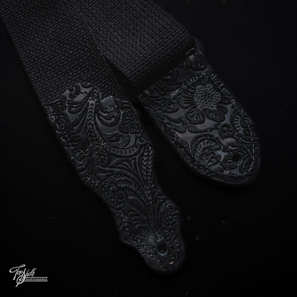 Franklin 2" Cotton with Embossed Suede Guitar Strap - Black