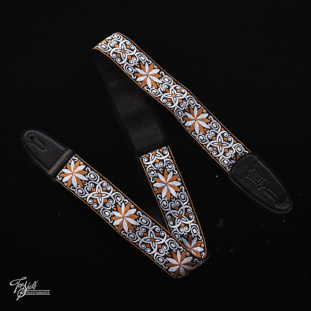 Levy's Hootenanny Jacquard Guitar Strap - Yellow & White Floral