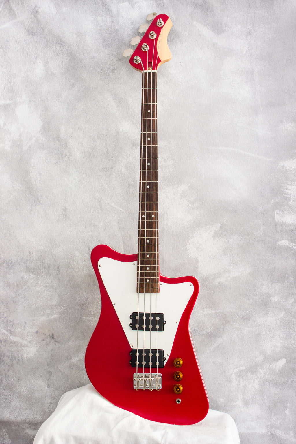 Mystery Non-Reverse Firebird Style Bass Dakota Red 2016